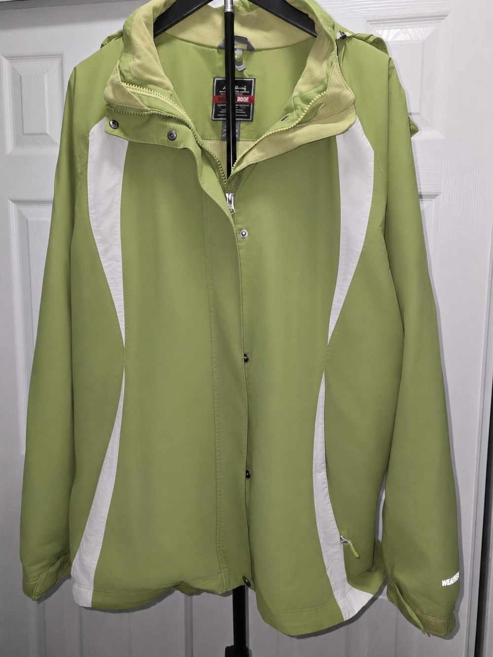 Eddie Bauer Weatherproof XL Women's Lime Green Hooded Jacket with White Accents